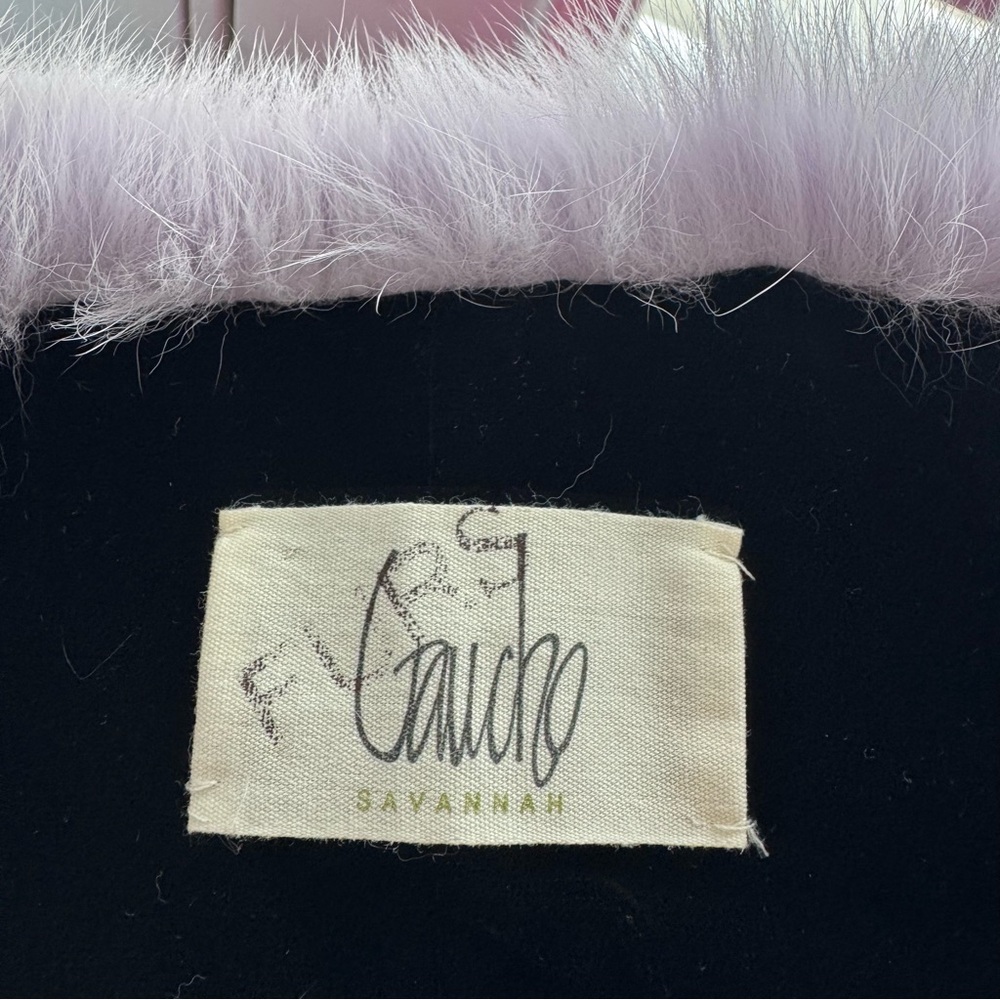 Gaucho Lavender Blue Fox Fur Wrap Scarf with Pom Pom Ties & Velvet Lining NWT - Picture 10 of 13
